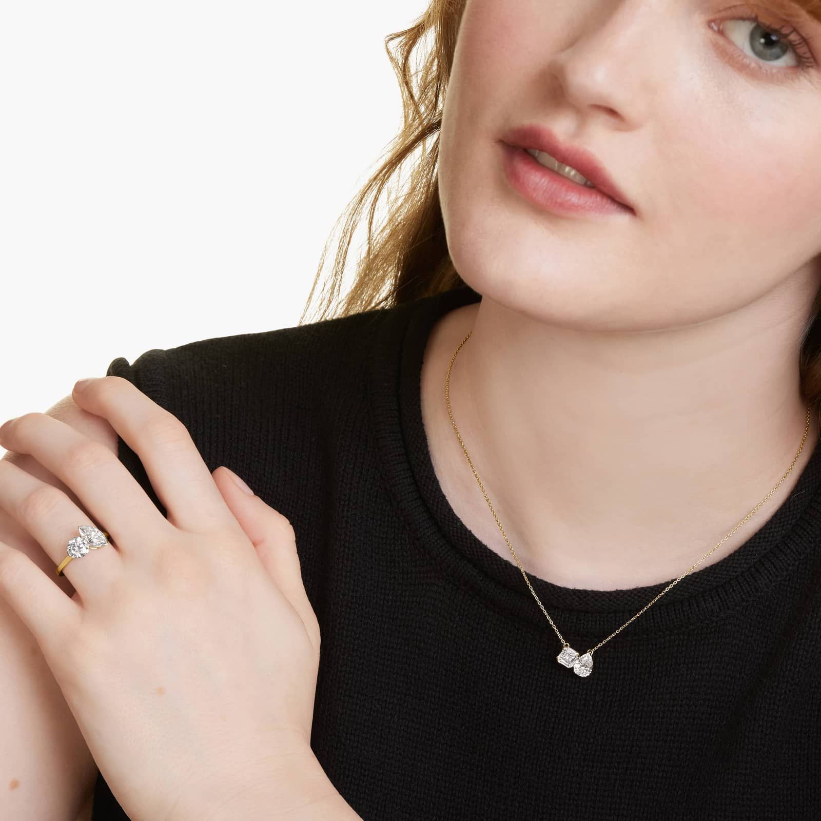 Toi et Moi Round And Marquise Cut Lab-Grown Diamond Ring In 14K Yellow Gold