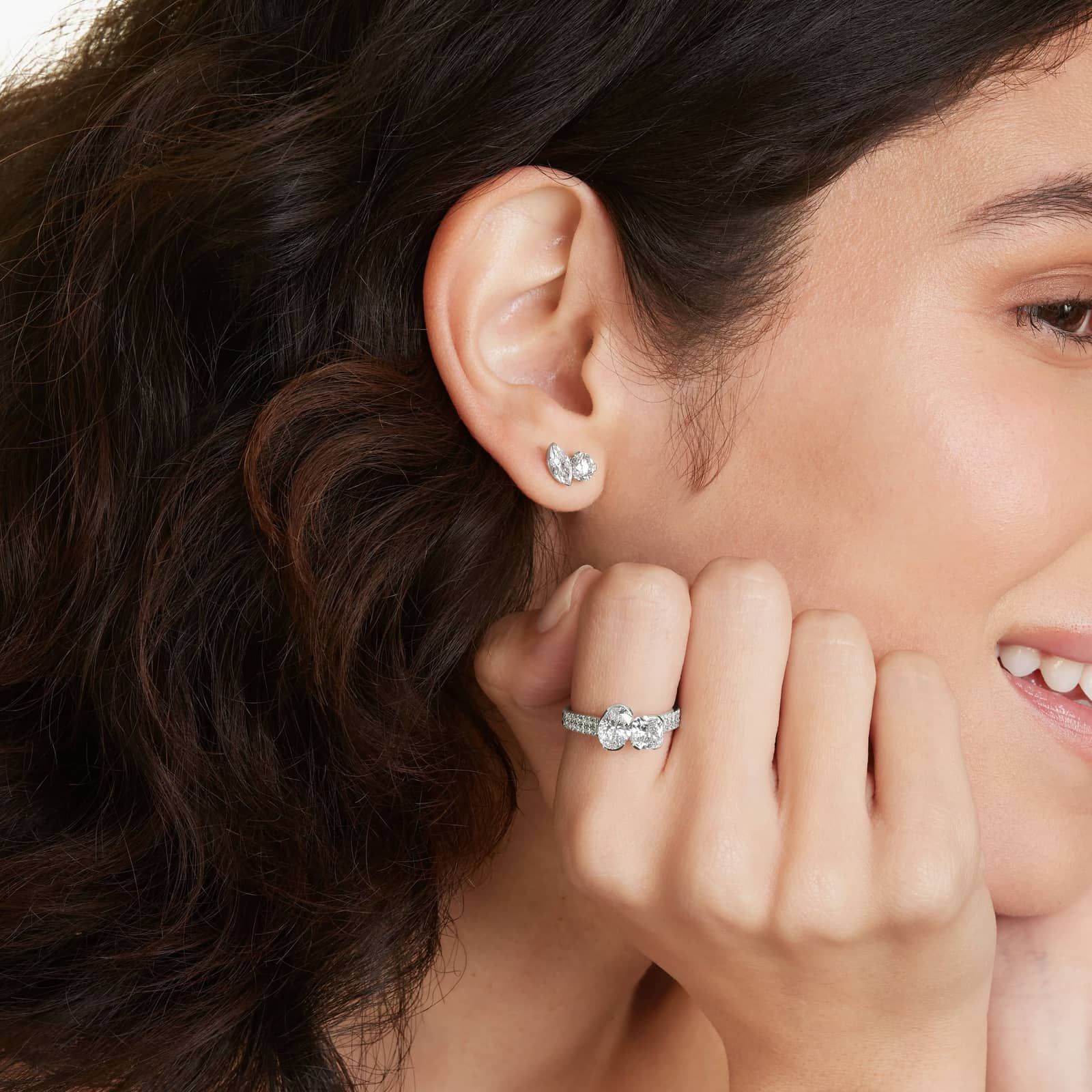 Toi et Moi Earrings With Marquise Cut Lab-Grown Diamonds In 14K White Gold