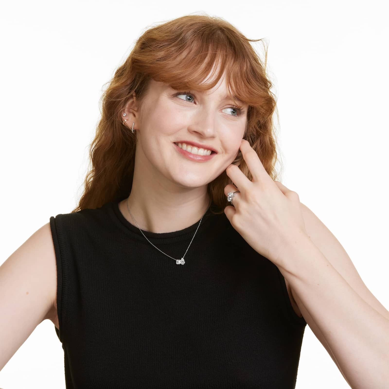 Toi Et Moi Pendant Necklace With Asscher And Pear Shaped Lab-Grown Diamonds In 14K White Gold