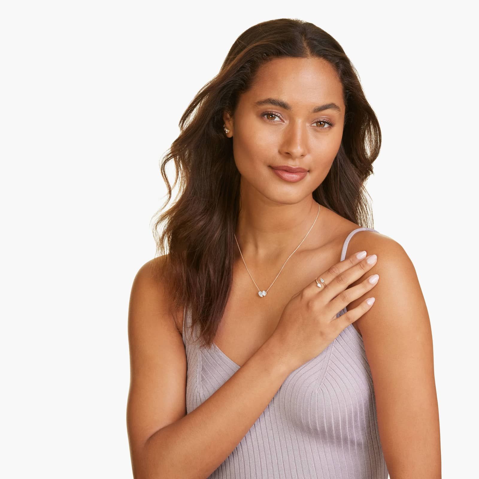 Toi Et Moi Pendant Necklace With Round And Pear Shaped Lab-Grown Diamonds In 14K Rose Gold