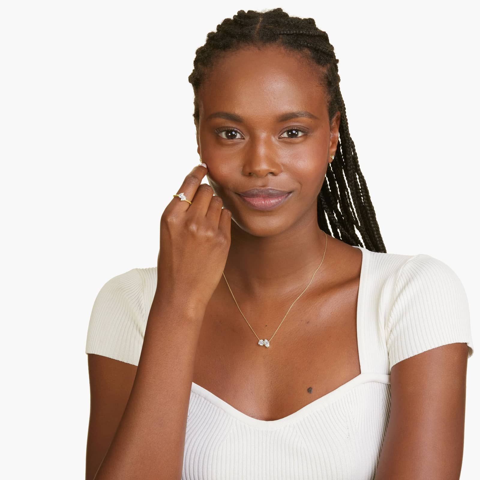 Toi et Moi Pear Shaped Lab-Grown Diamond Kissing Pear Ring In 14K Yellow Gold