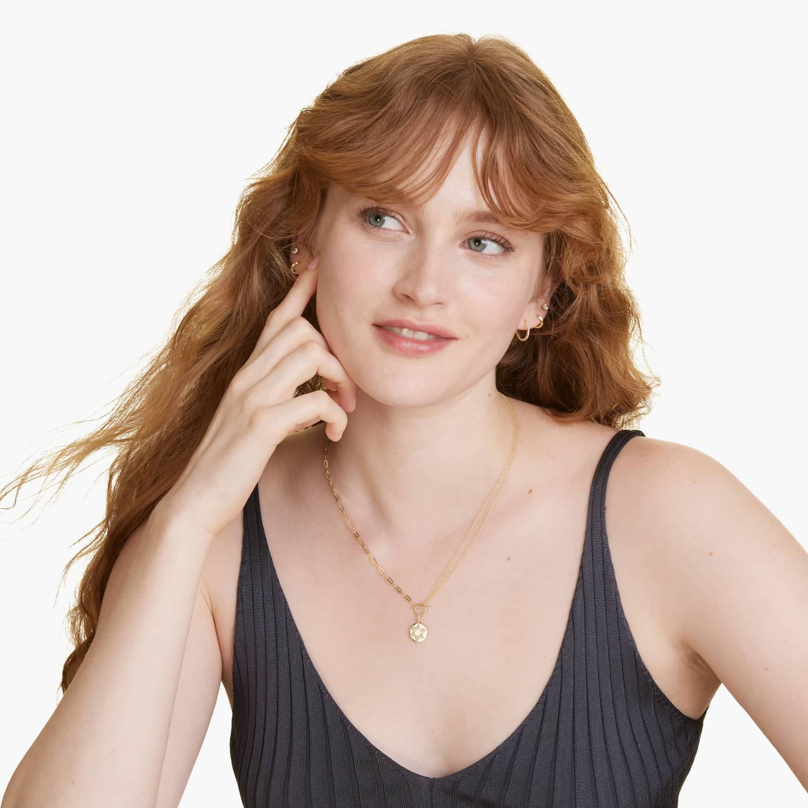 Star of David Toggle Clasp Necklace In 14K Yellow Gold