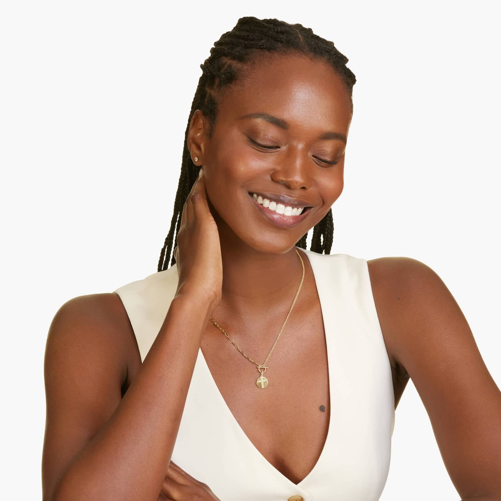 Cross Toggle Clasp Necklace In 14K Yellow Gold