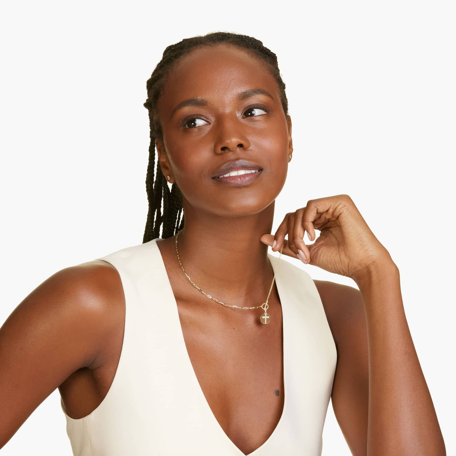 Cross Toggle Clasp Necklace In 14K Yellow Gold