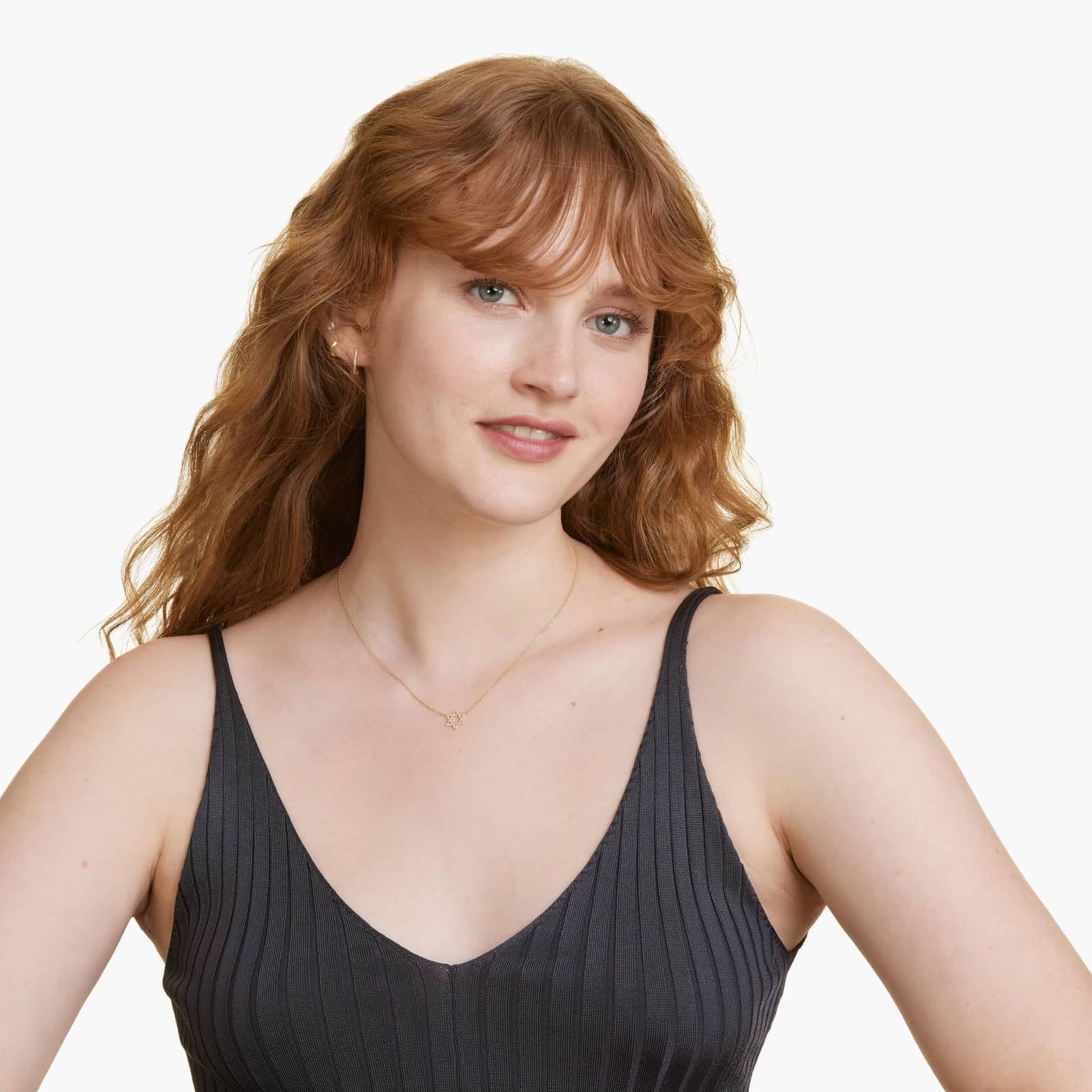 Star of David Diamond Pavé Necklace In 14K Yellow Gold