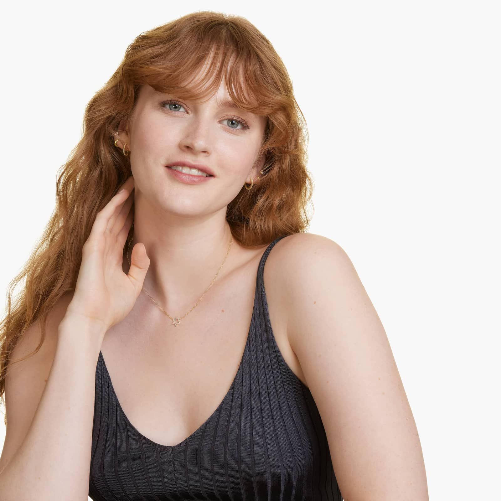 Star of David Diamond Pavé Necklace In 14K Yellow Gold