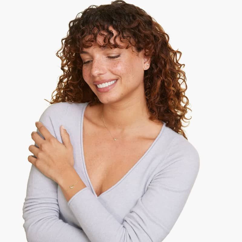 14K Yellow Gold Dainty Diamonds Pavé Crescent Moon Bracelet