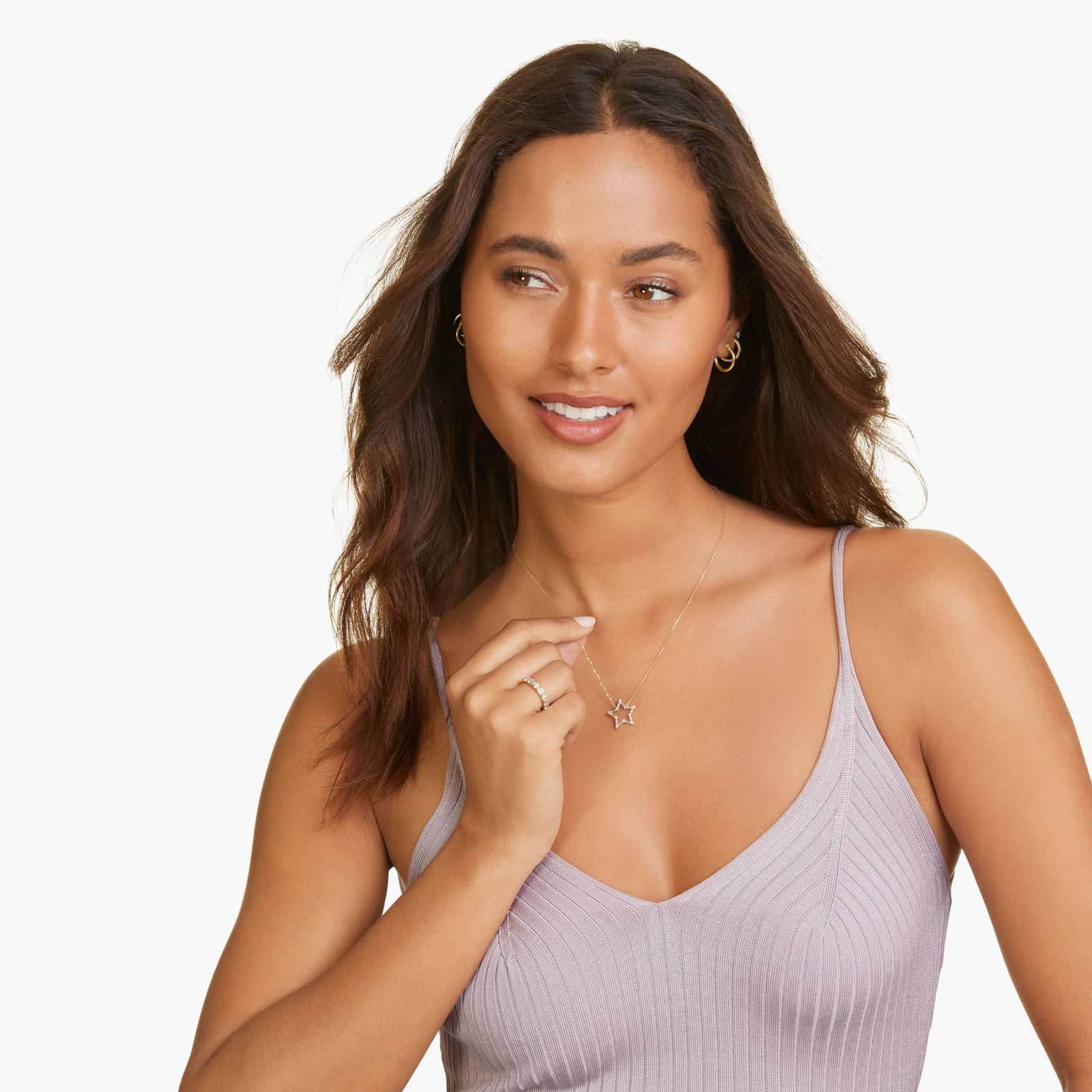 Alternating Emerald And Round Diamond Ring In 14K Yellow Gold