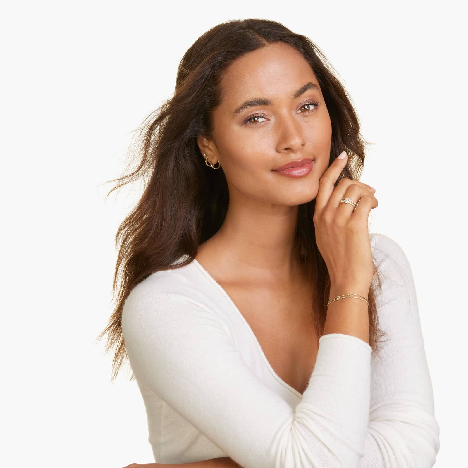 Dainty Double Row Diamond Bracelet In 14K Yellow Gold