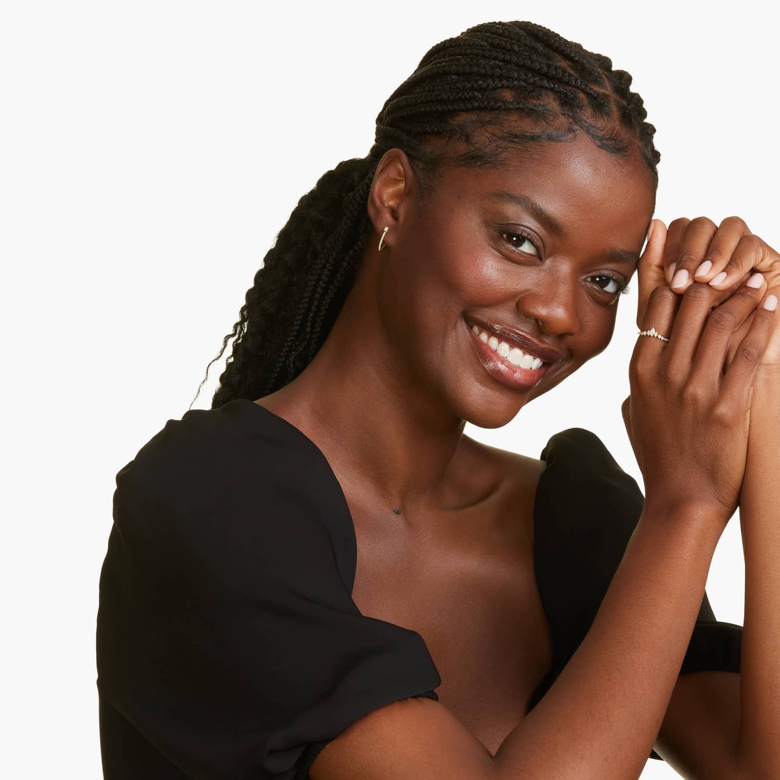 14K Yellow Gold Dainty Diamonds Baguette Huggie Hoop Earrings