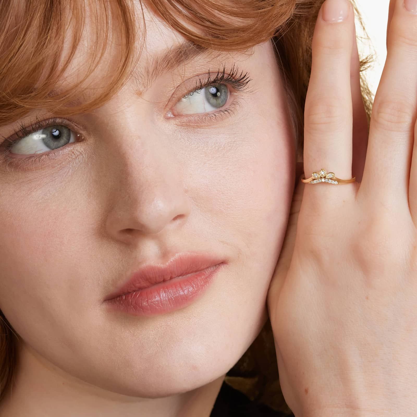 Dainty Diamonds Tiara Inspired Pavé Stack Ring In 14K Yellow Gold