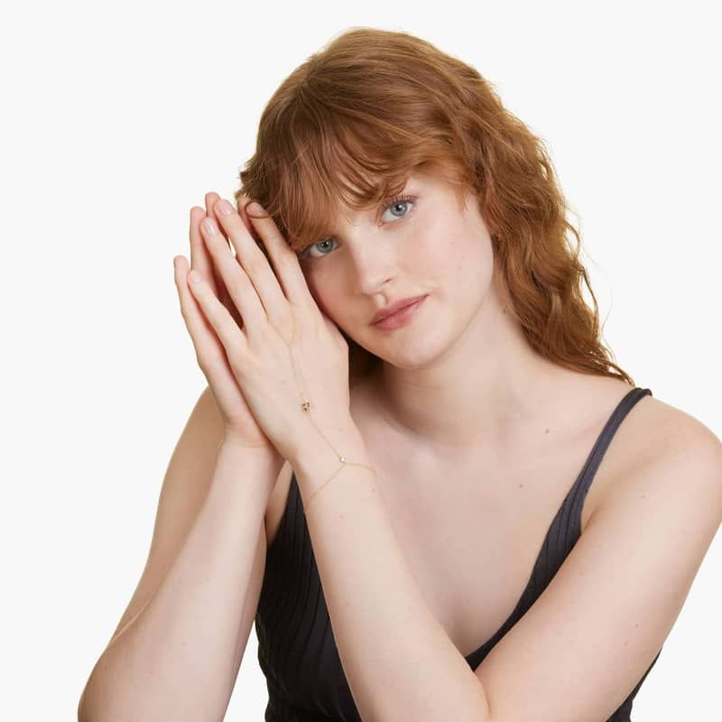 Hand Chain Star of David Bracelet In 14K Yellow Gold