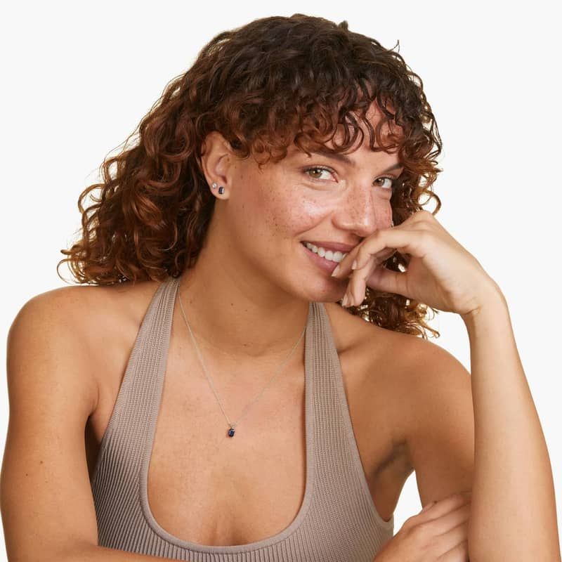 Emerald Cut Sapphire Birthstone Stud Earrings In 14K White Gold