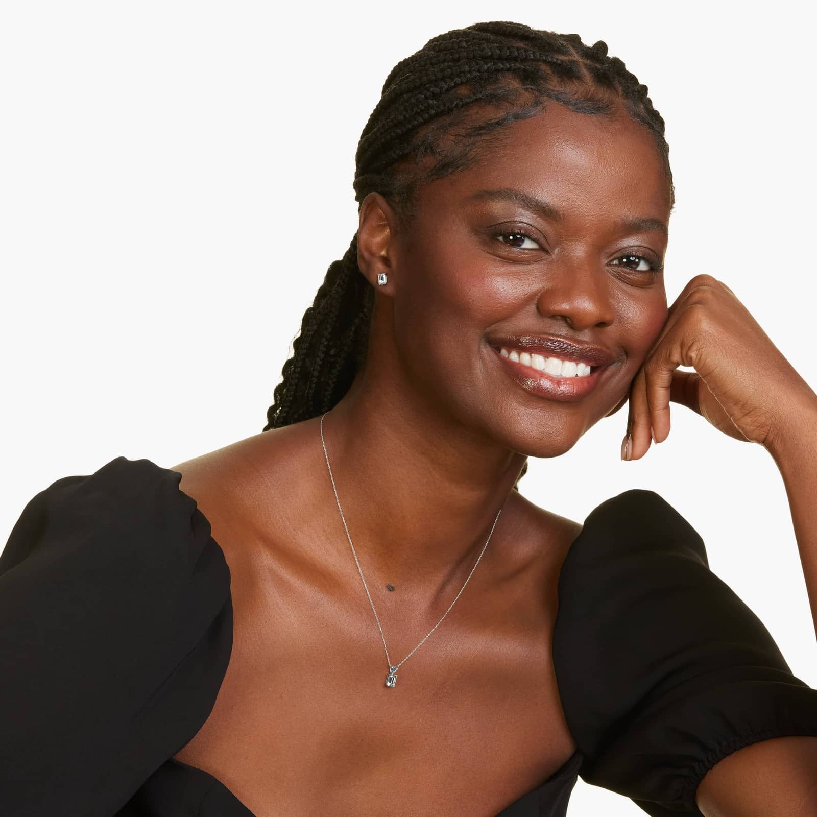 14K White Gold Emerald Cut Aquamarine Birthstone Pendant Necklace