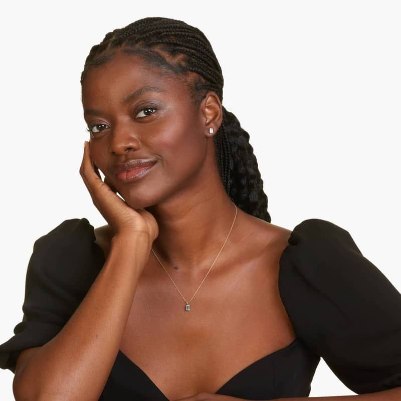 14K Yellow Gold Emerald Cut Aquamarine Birthstone Pendant Necklace