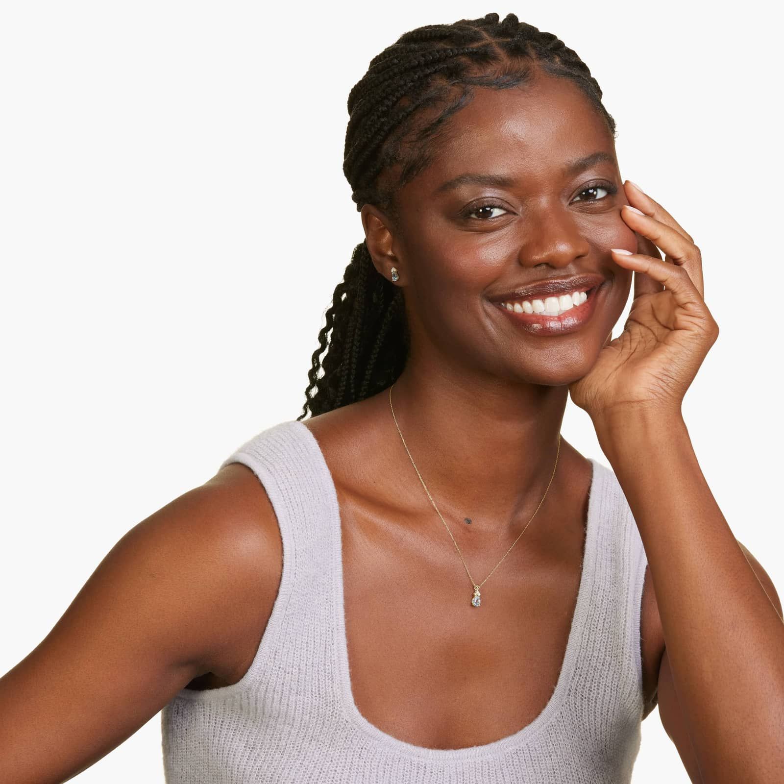 Pear Shape Aquamarine And Tri-Diamond Stud Earrings In 14K Yellow Gold