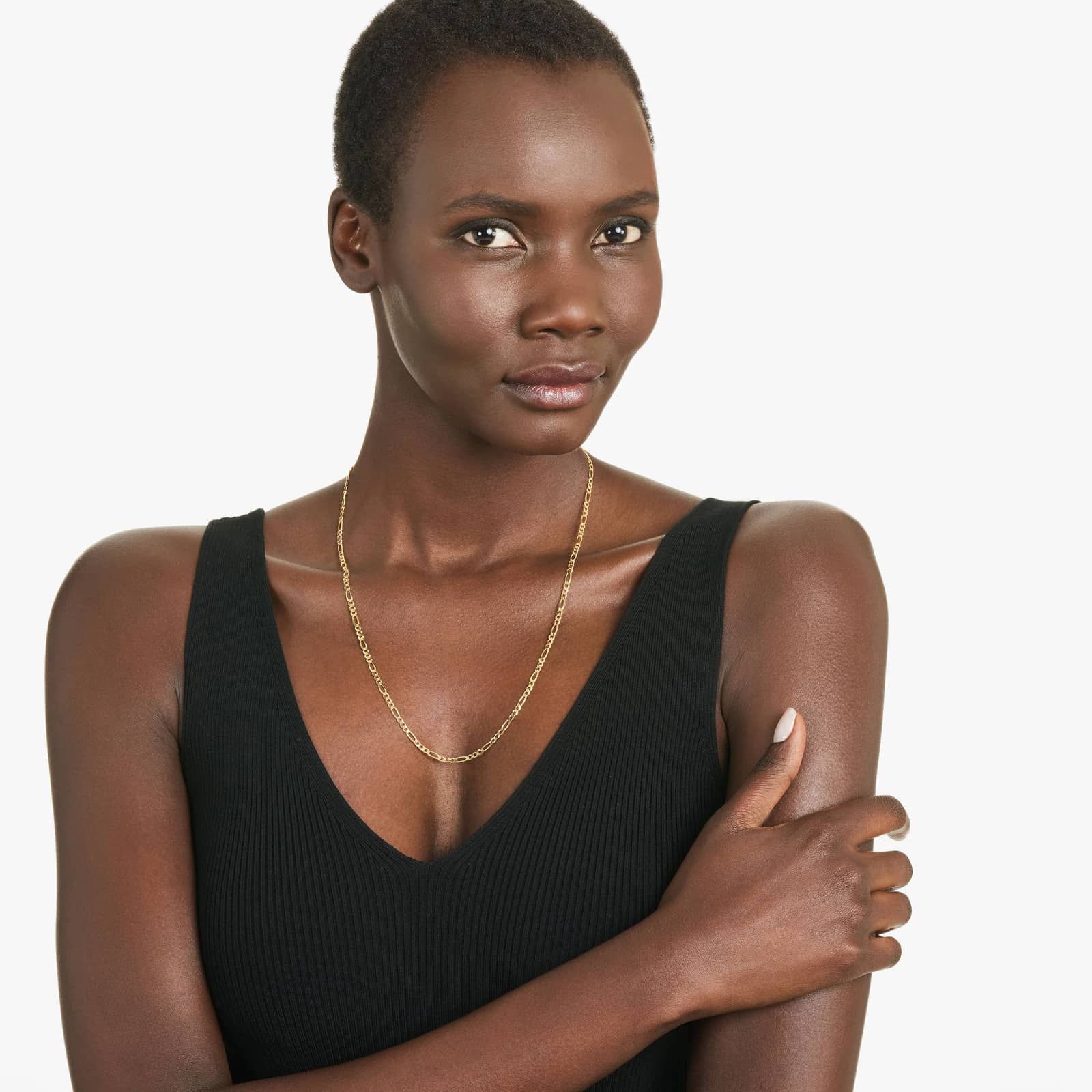 14K Yellow Gold 3mm Figaro Chain Necklace - 22 inches