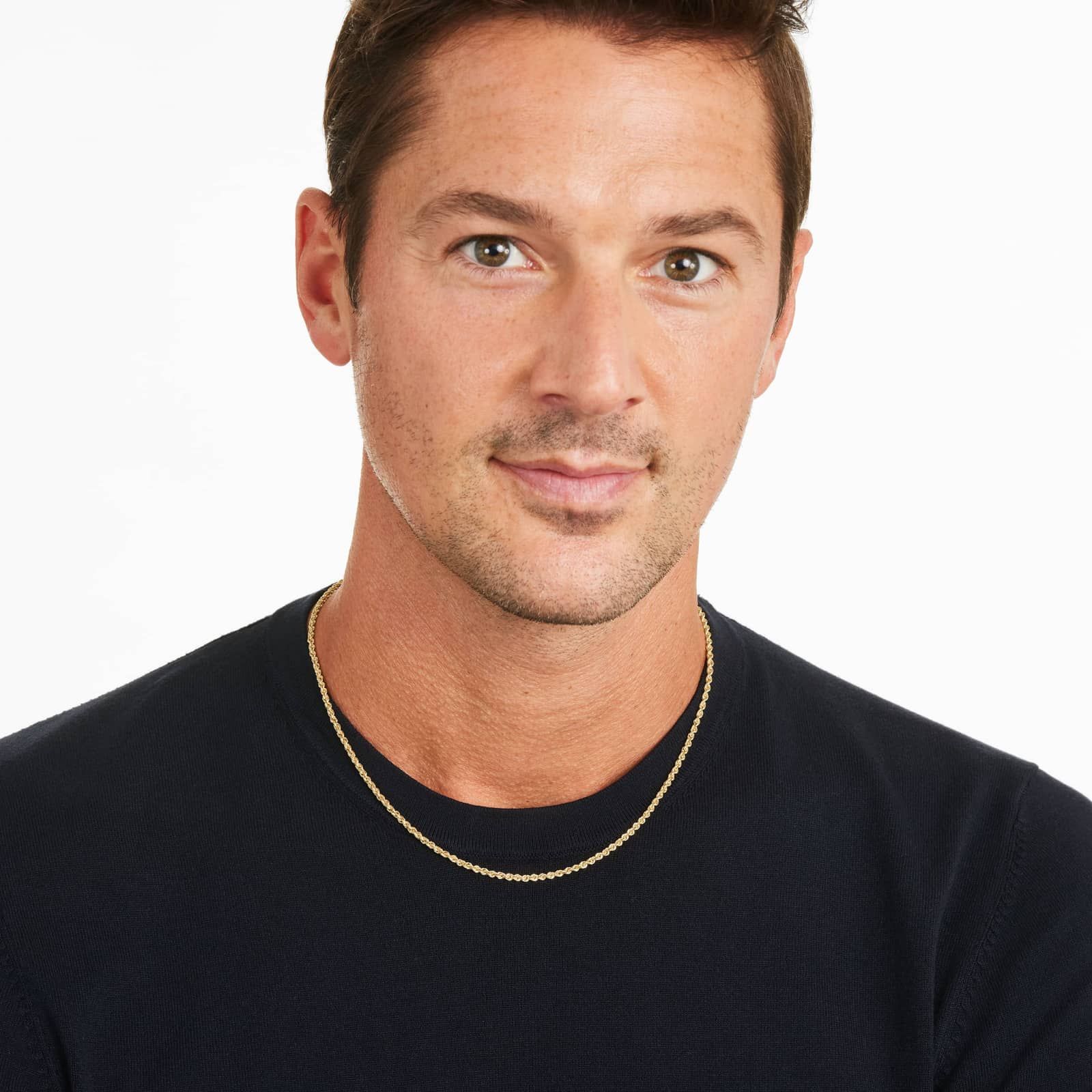 14K Yellow Gold Solid 2.5mm Rope Chain Necklace - 18 inches