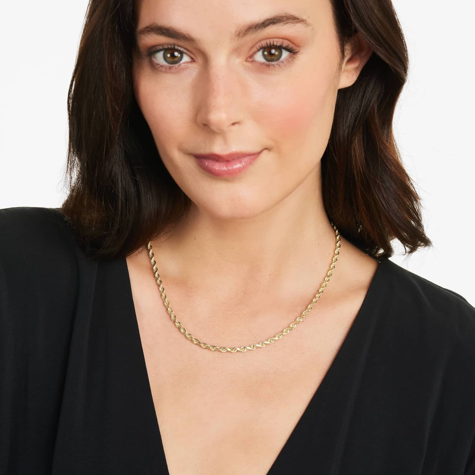 14K Yellow Gold Solid 3.8mm Rope Chain Necklace - 18 inches