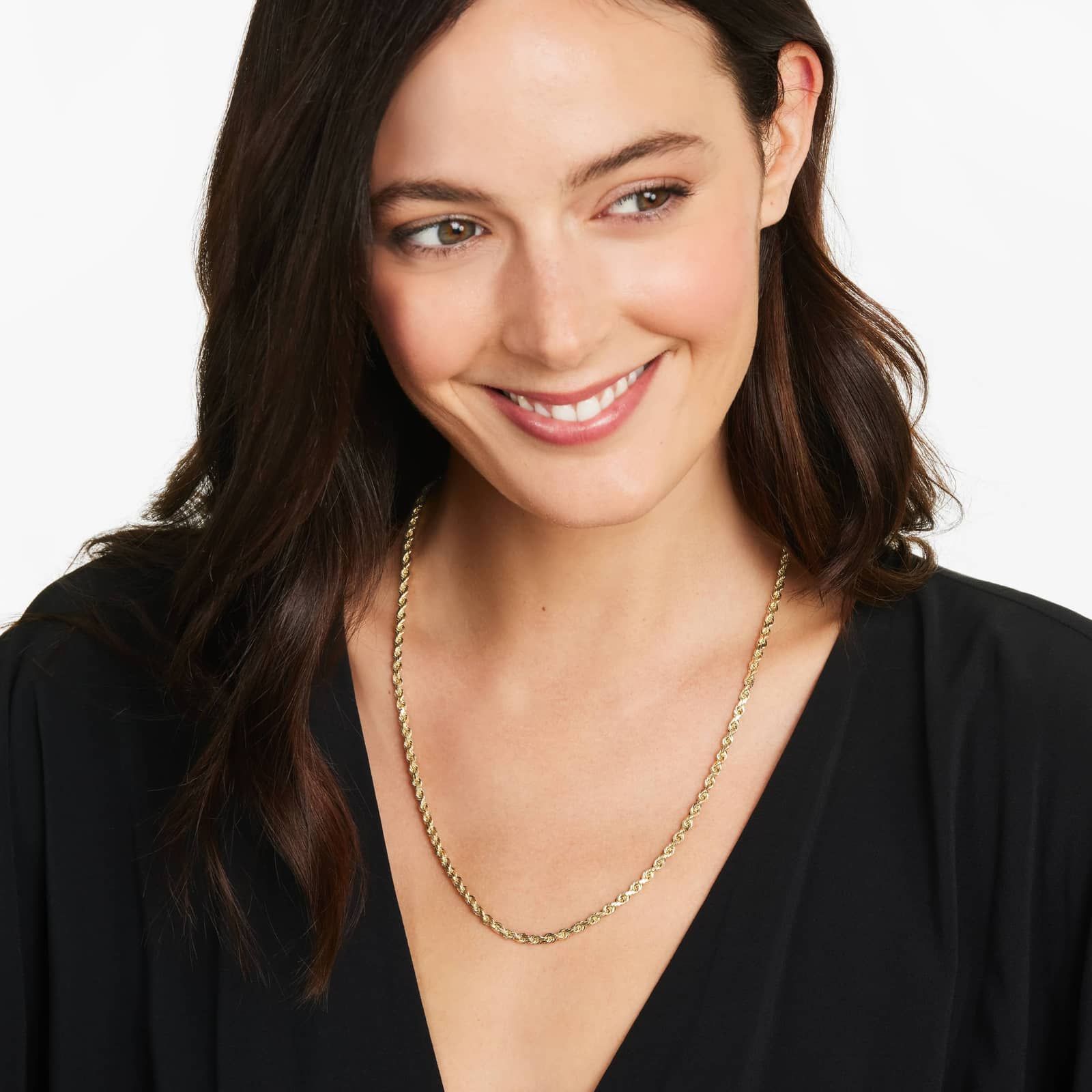 14K Yellow Gold Solid 3.8mm Rope Chain Necklace - 22 inches