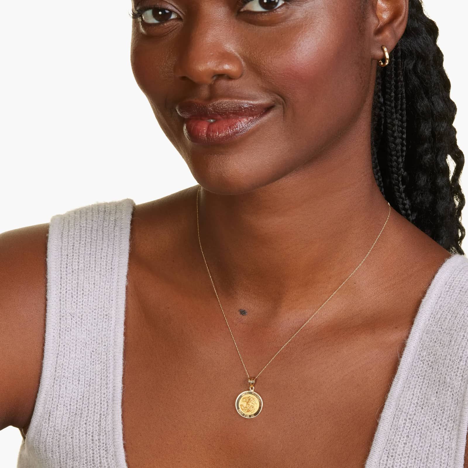 14K Yellow Gold Golden Hour Saint Michael Medallion