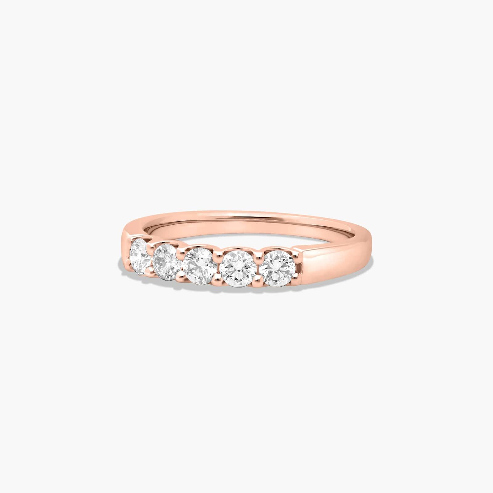 Shared Prong Five Stone Contour Anniversary Ring With 0.5 CTW Lab-Grown Diamonds In 14K Rose Gold (2.50mm)