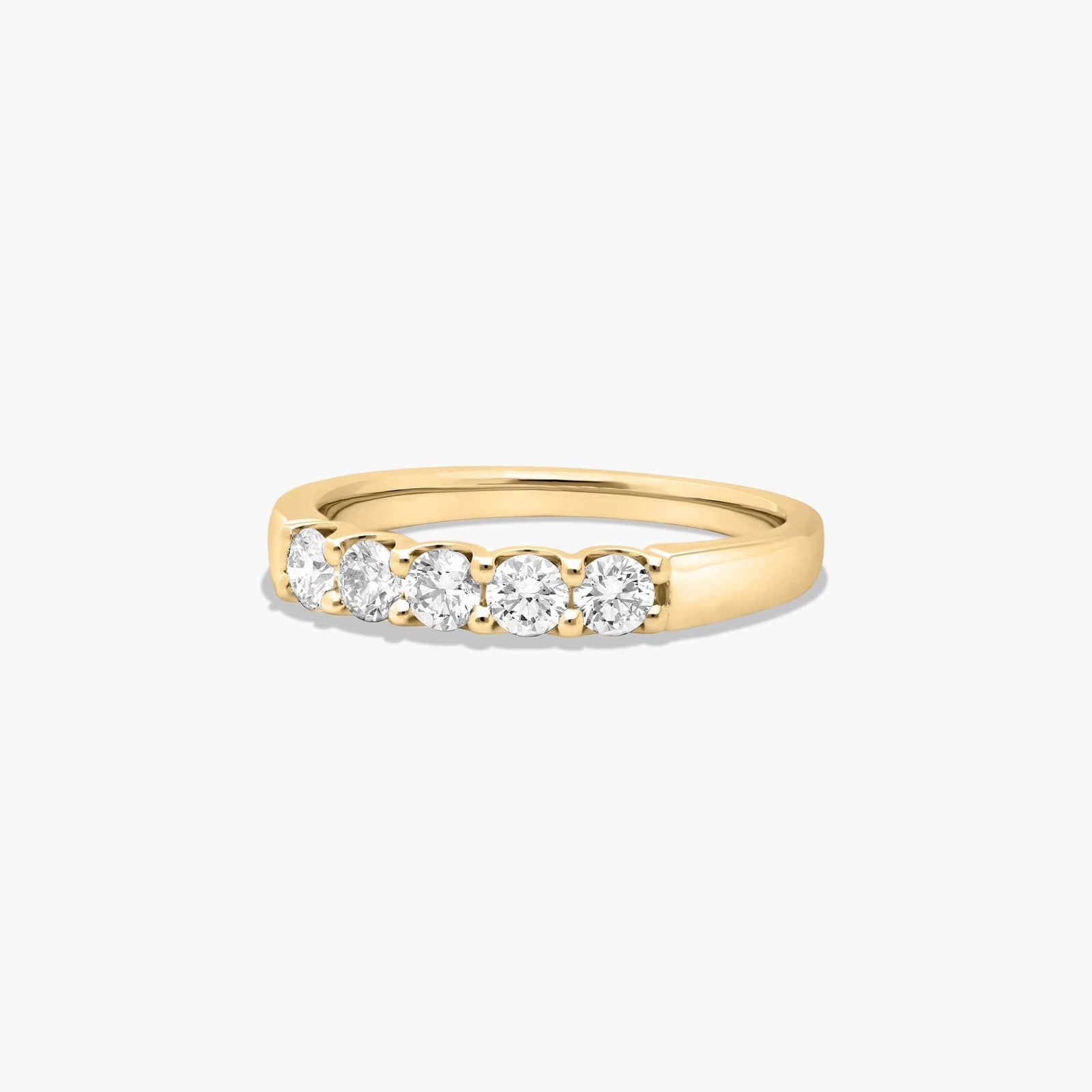 Shared Prong Five Stone Contour Anniversary Ring With 0.5 CTW Lab-Grown Diamonds In 14K Yellow Gold (2.50mm)