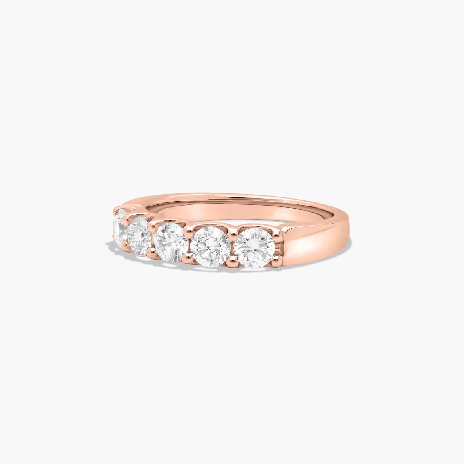 Shared Prong Five Stone Contour Anniversary Ring With 1 CTW Lab-Grown Diamonds In 14K Rose Gold (3.00mm)