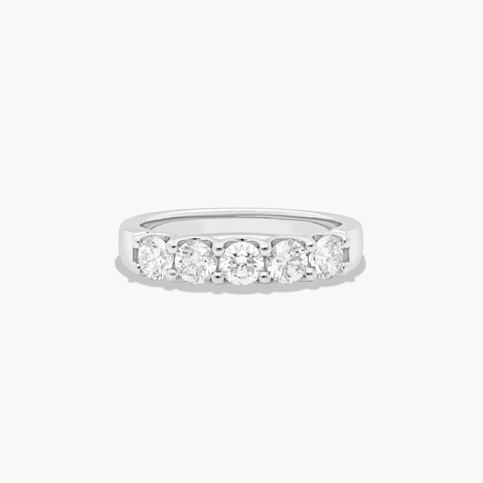 Shared Prong Five Stone Contour Anniversary Ring With CTW