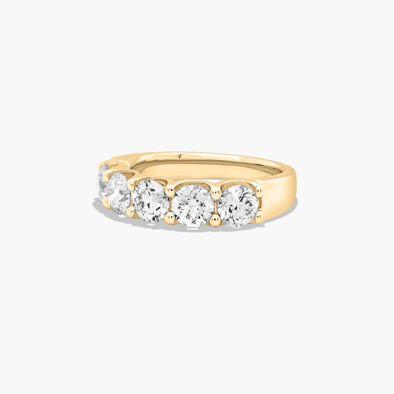 Shared Prong Five Stone Contour Anniversary Ring With 2 CTW Lab-Grown Diamonds In 14K Yellow Gold (3.50mm)