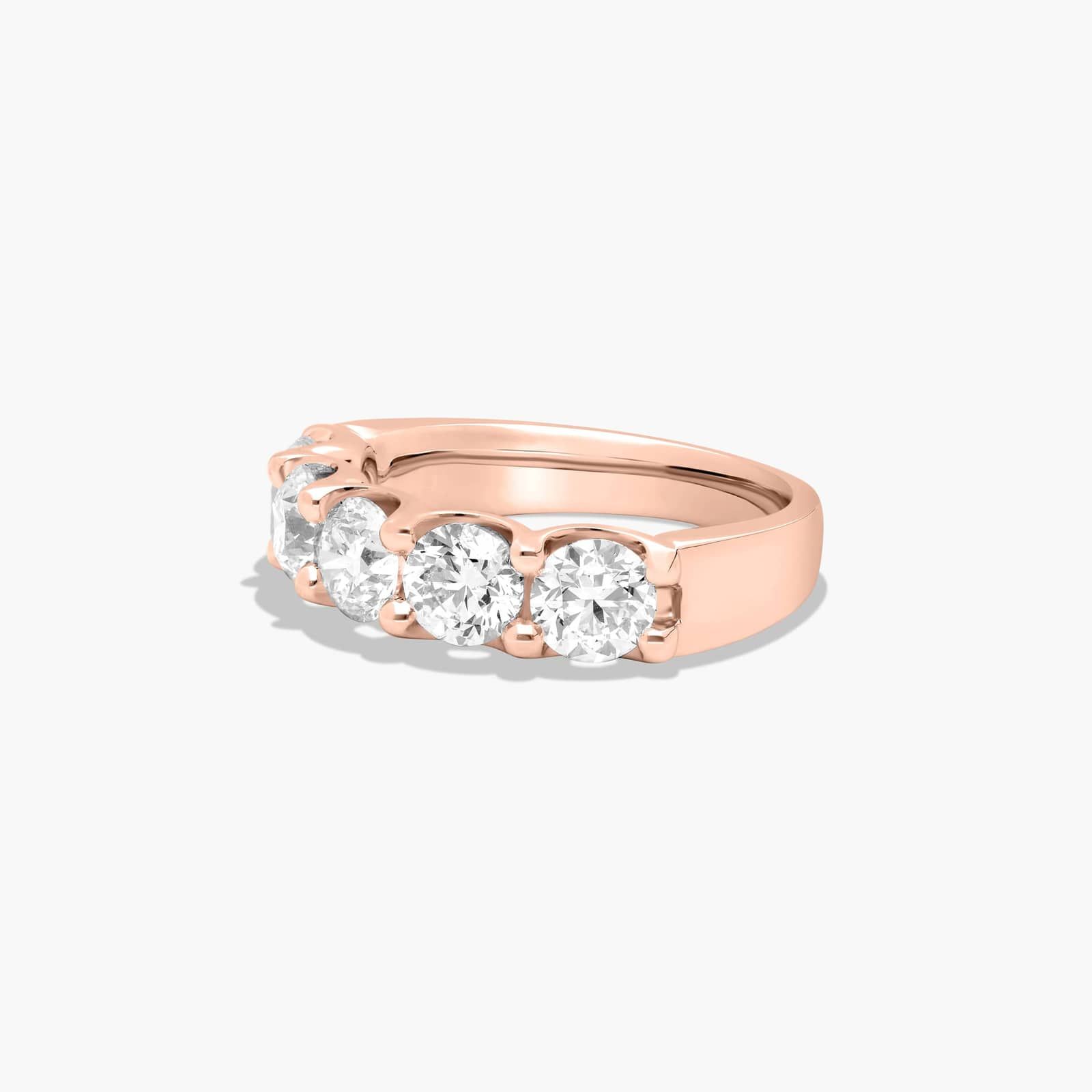 Shared Prong Five Stone Contour Anniversary Ring With 2.5 CTW Lab-Grown Diamonds In 14K Rose Gold (3.50mm)