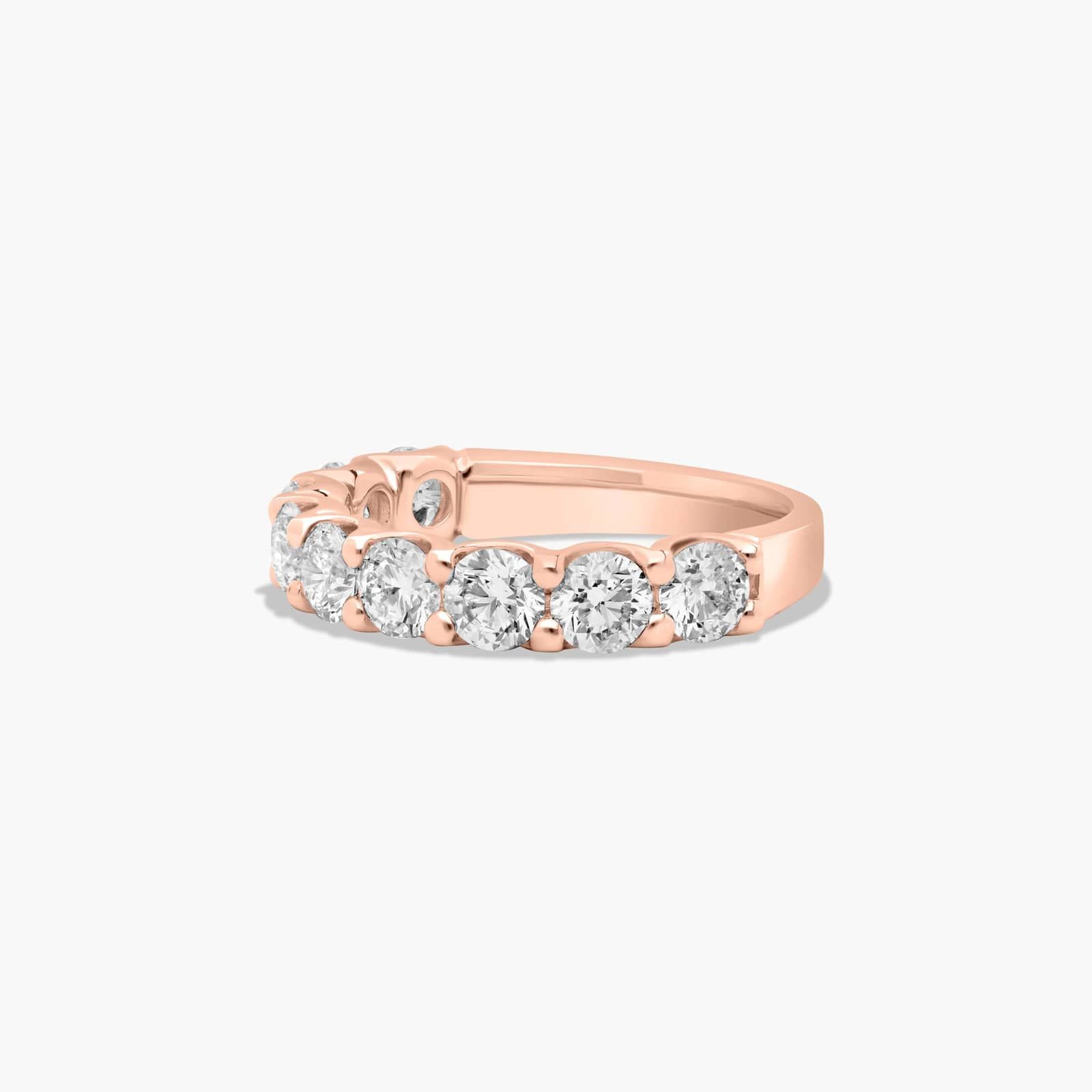 Shared Prong Nine Stone Contour Anniversary Ring With 2 CTW Diamonds In 14K Rose Gold (3.50mm)