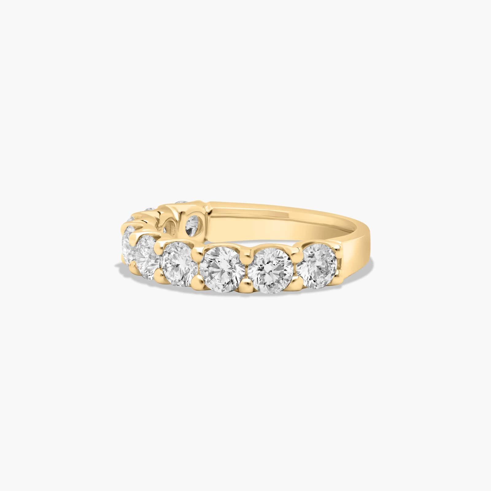 Shared Prong Nine Stone Contour Anniversary Ring With 2 CTW Diamonds In 14K Yellow Gold (3.50mm)