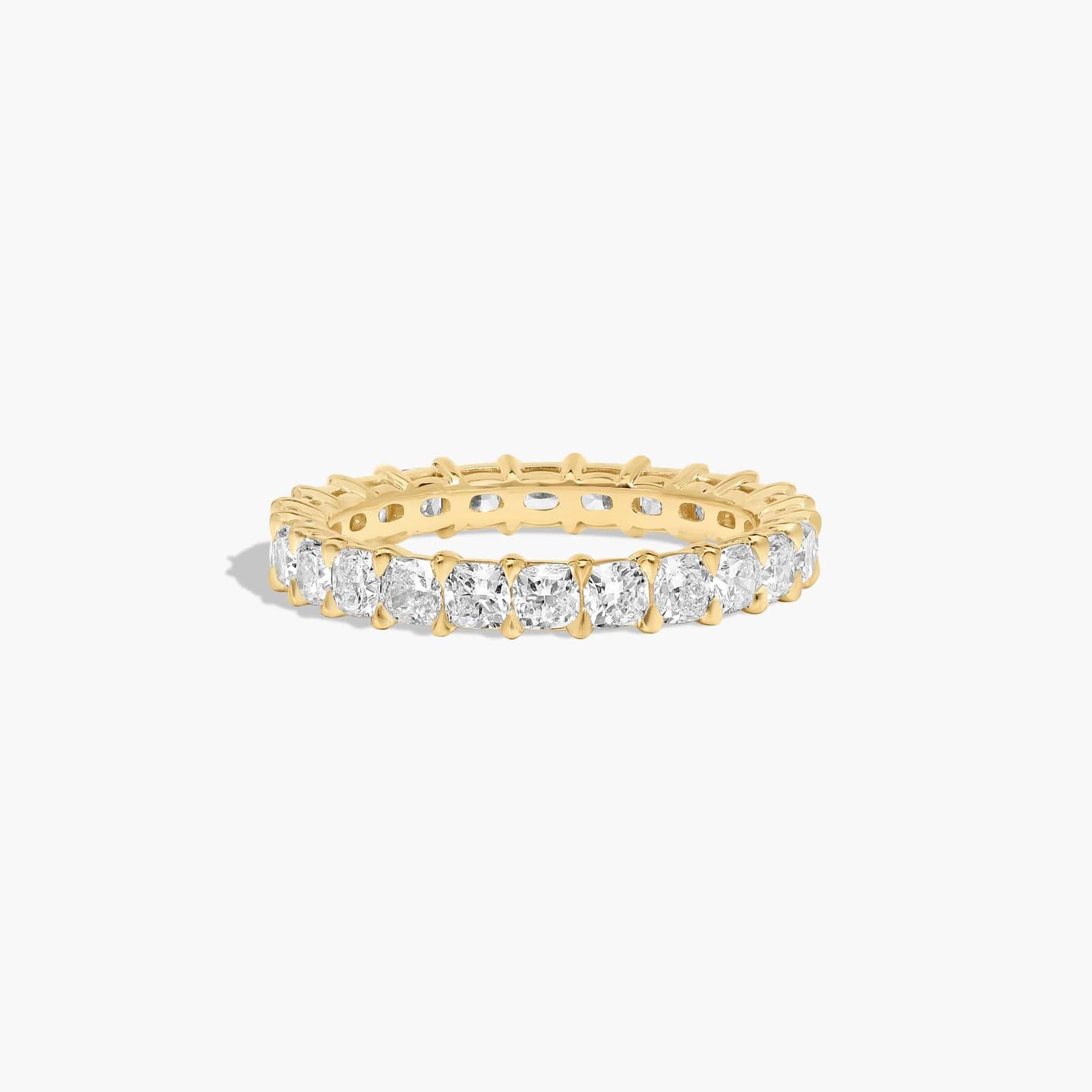 Eternity Ring With 2 CTW Cushion Cut Diamonds In 14K Yellow Gold (3mm)