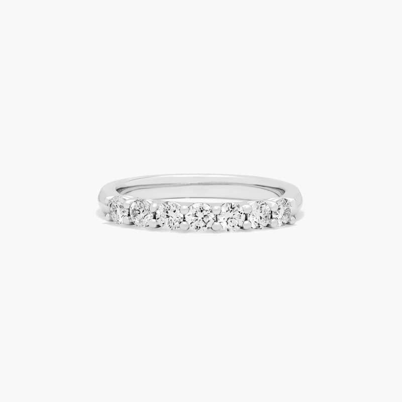 Seven Stone Low Dome Basket Anniversary Ring With 0.5 CTW Lab-Grown Diamonds In 14K White Gold (2.40mm)