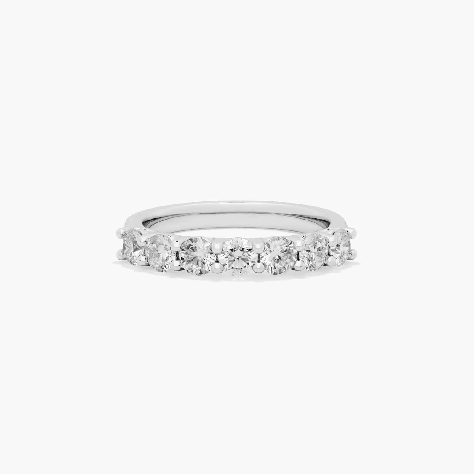 14K White Gold Seven Stone Low Dome Basket Diamond Ring
