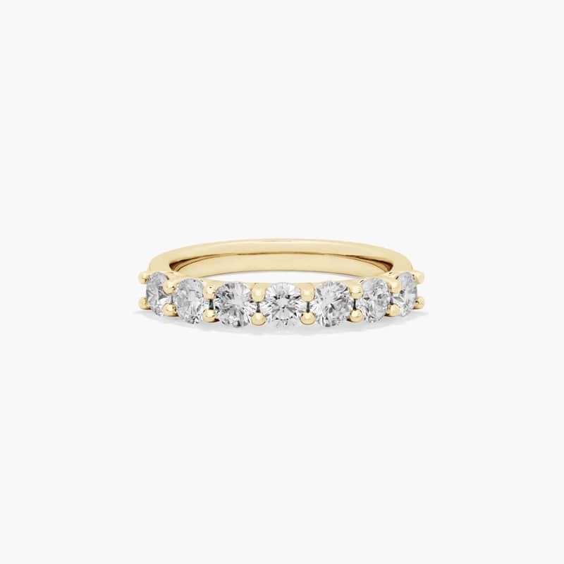 Seven Stone Low Dome Basket Anniversary Ring With 1 CTW Lab-Grown Diamonds In 14K Yellow Gold (2.50mm)