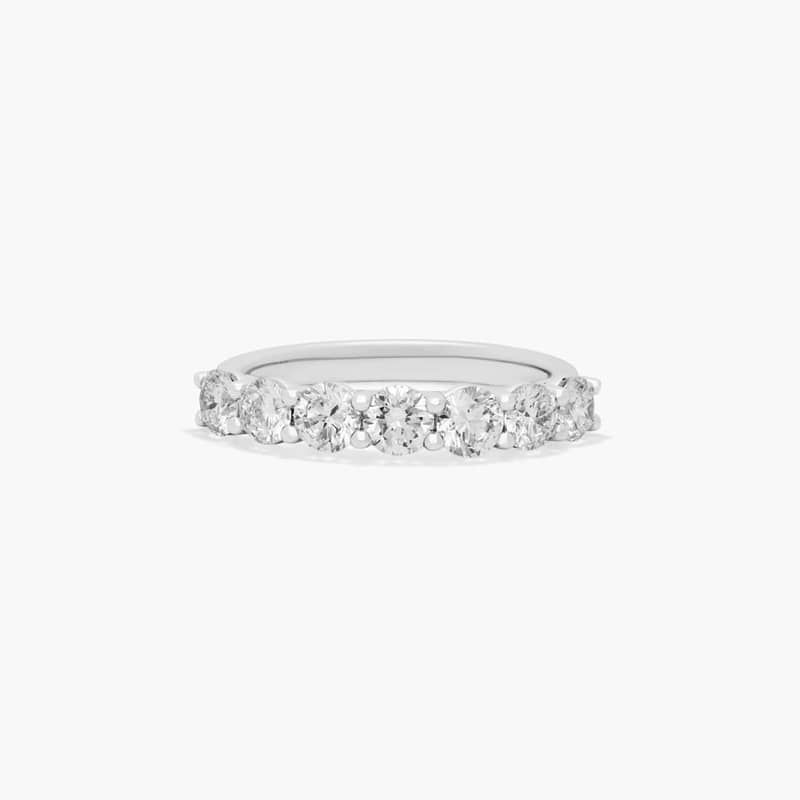 Seven Stone Low Dome Basket Anniversary Ring With 1.5 CTW Lab-Grown Diamonds In 14K White Gold (2.50mm)