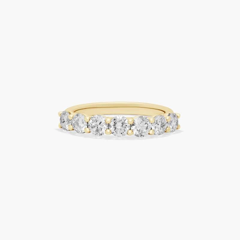 Seven Stone Low Dome Basket Anniversary Ring With 1.5 CTW Lab-Grown Diamonds In 14K Yellow Gold (2.50mm)