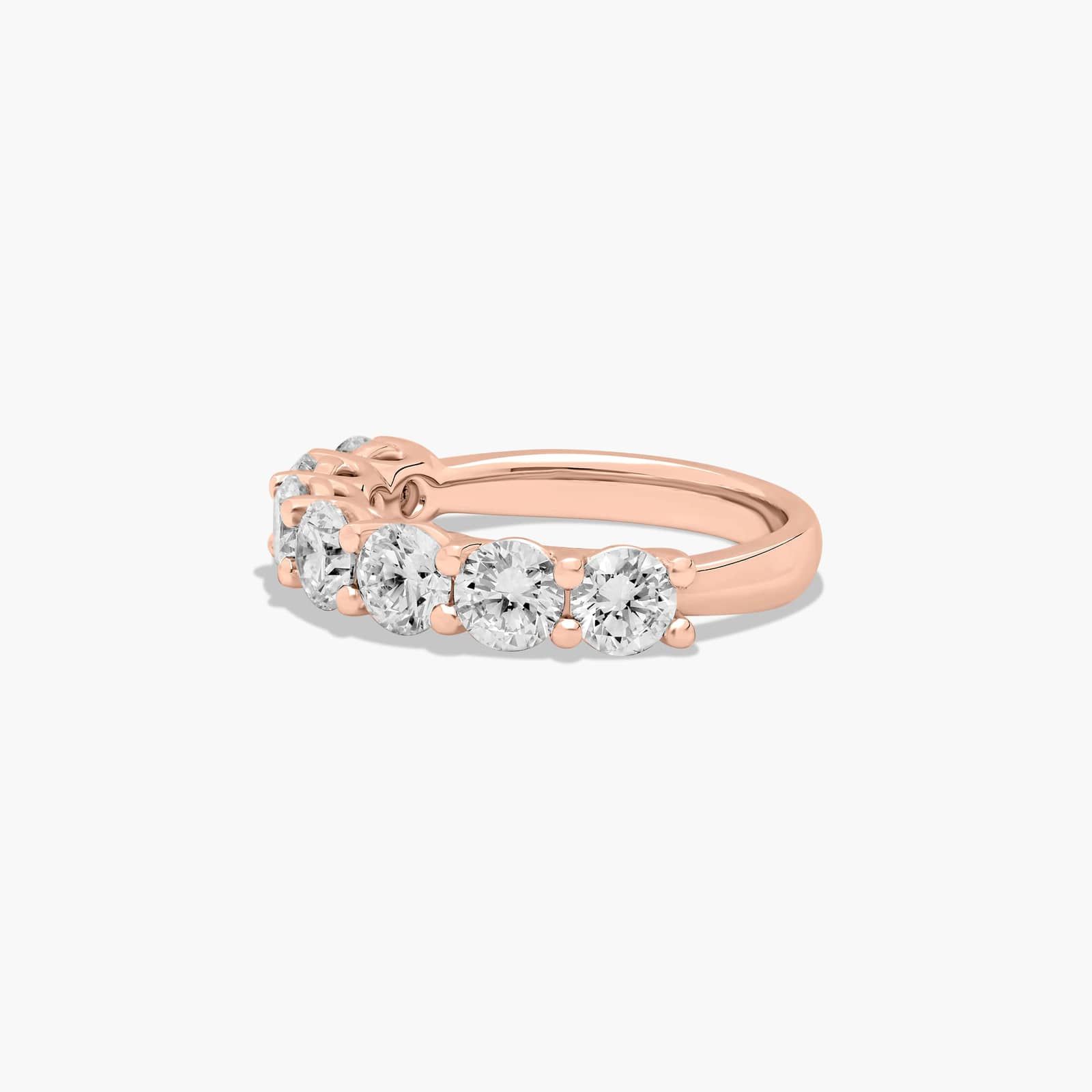 Seven Stone Low Dome Basket Anniversary Ring With 2 CTW Diamonds In 14K Rose Gold (2.50mm)