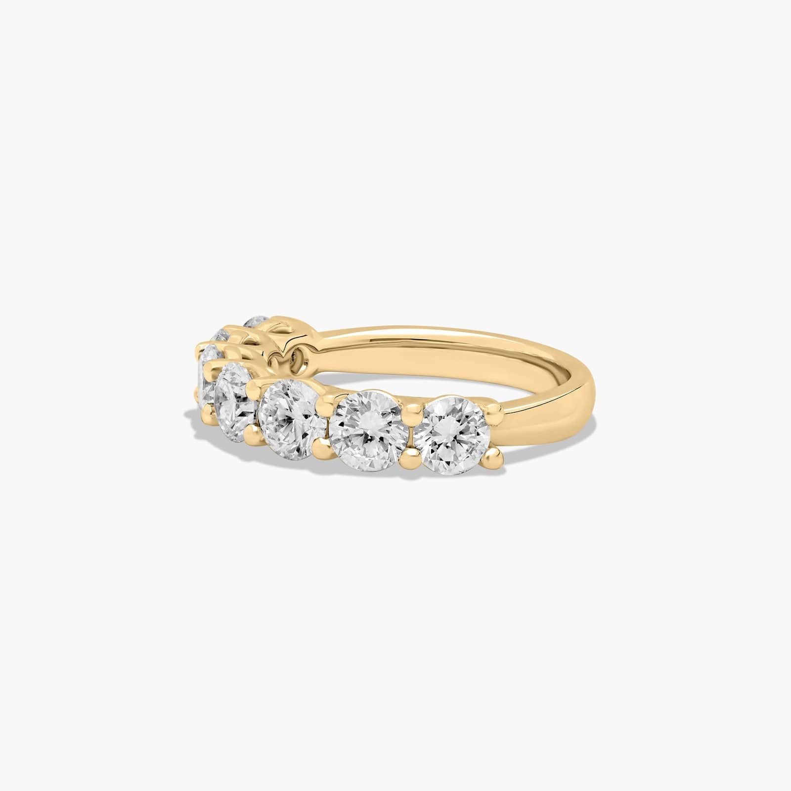 Seven Stone Low Dome Basket Anniversary Ring With 2 CTW Diamonds In 14K Yellow Gold (2.50mm)