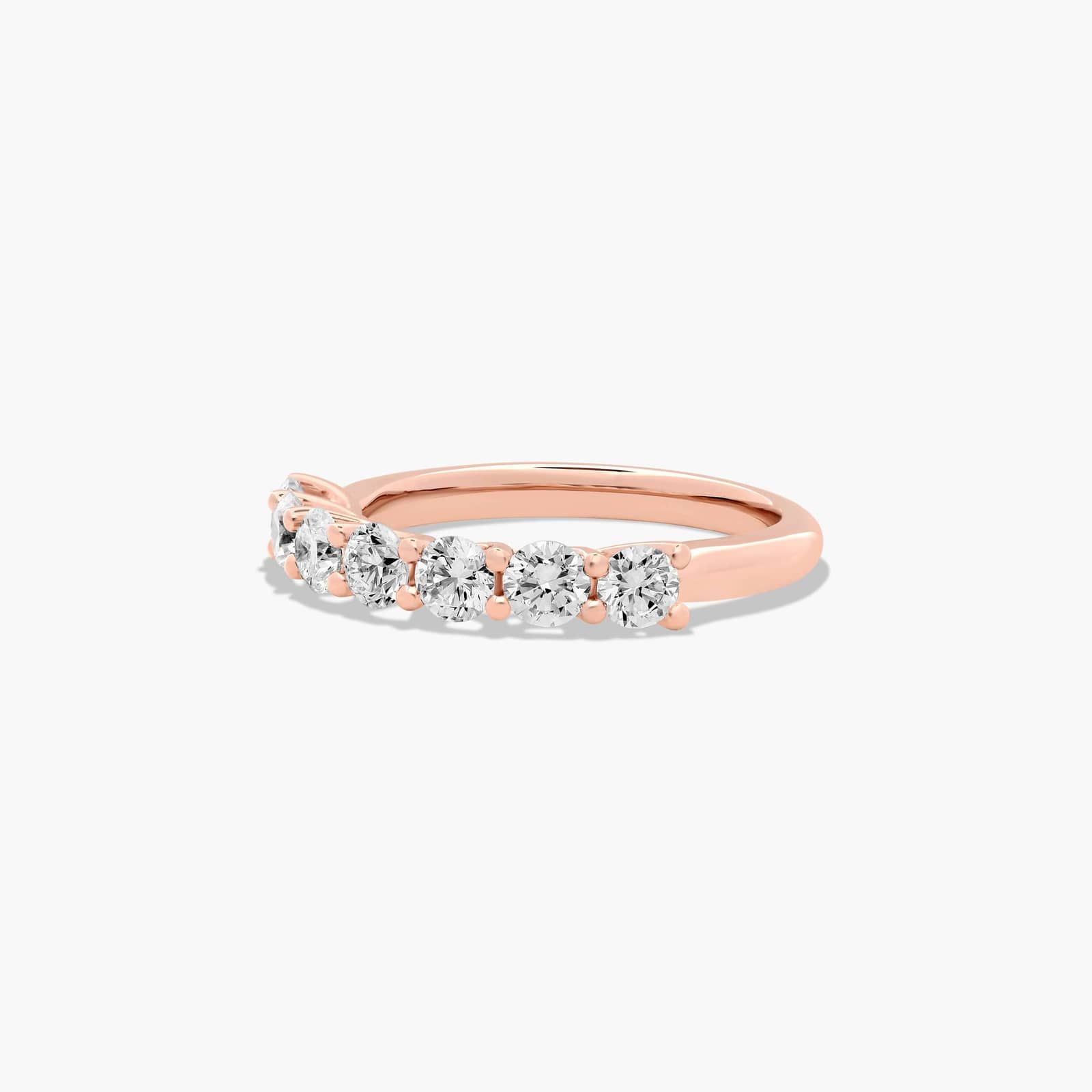Seven Stone Trellis Anniversary Ring With 1 CTW Lab-Grown Diamonds In 14K Rose Gold (2.50mm)