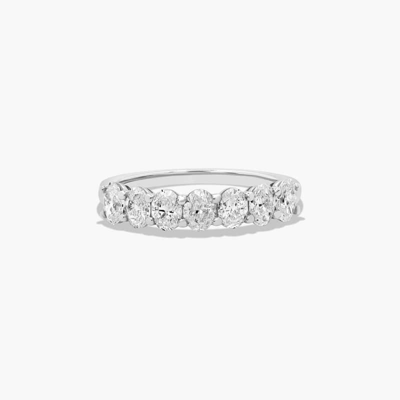 Seven Stone Anniversary Ring With 1 CTW Oval Cut Lab-Grown Diamonds In 14K White Gold (2.00mm)