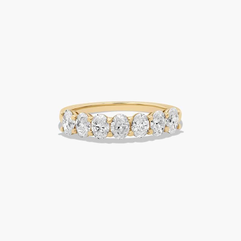 Seven Stone Anniversary Ring With 1 CTW Oval Cut Lab-Grown Diamonds In 14K Yellow Gold (2.00mm)