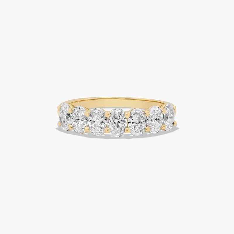 Seven Stone Anniversary Ring With 1.5 CTW Oval Cut Lab-Grown Diamonds In 14K Yellow Gold (2.00mm)