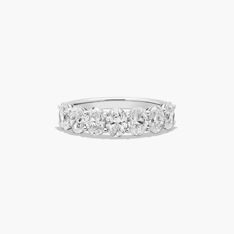 Seven Stone Anniversary Ring With 2 CTW Oval Cut Lab-Grown Diamonds In 14K White Gold (2.00mm)