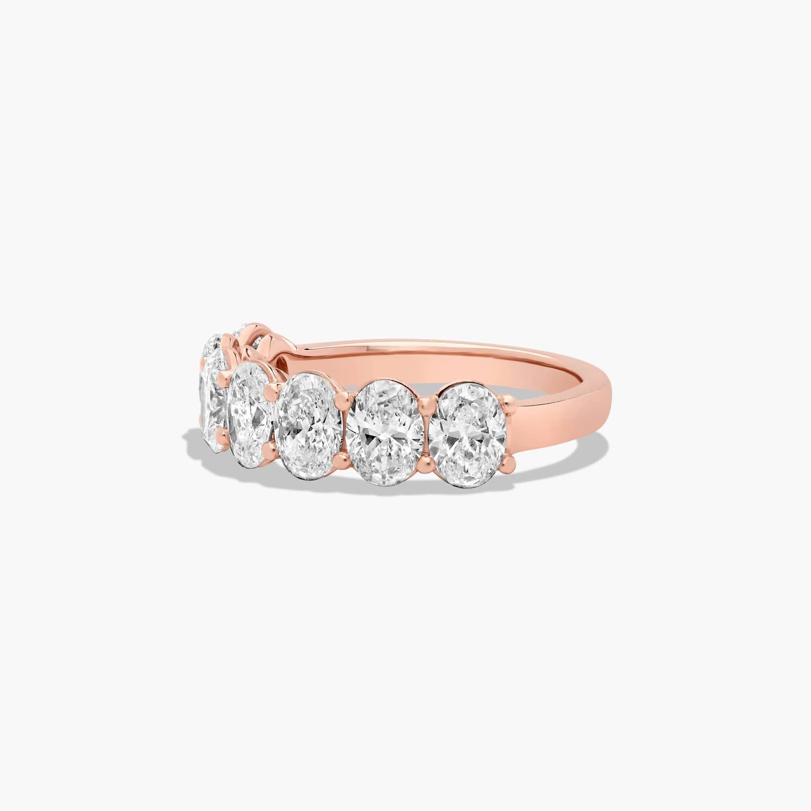 Seven Stone Anniversary Ring With 3 CTW Oval Cut Lab-Grown Diamonds In 14K Rose Gold (3.00mm)
