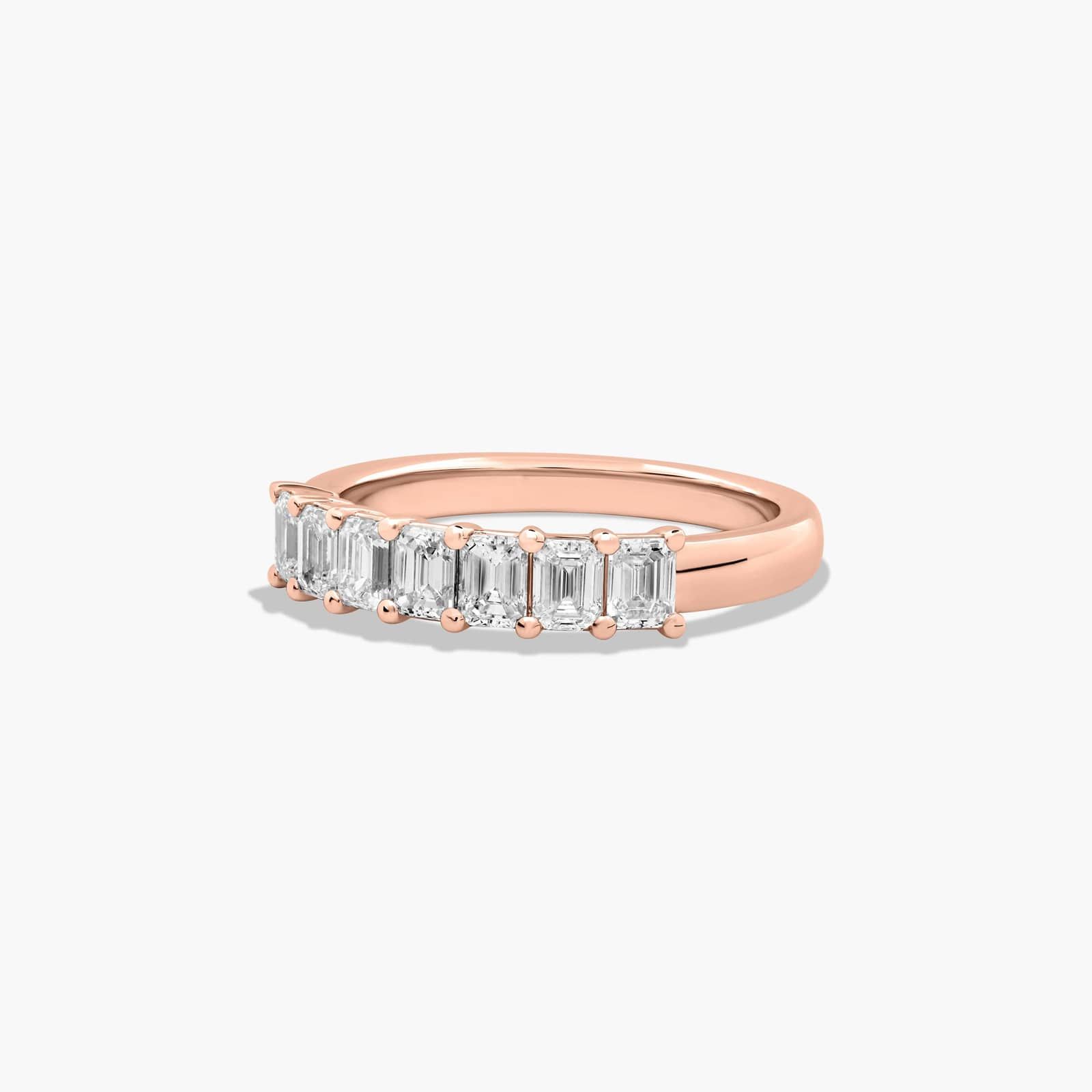 Seven Stone Anniversary Ring With 1 CTW Emerald Cut Lab-Grown Diamonds In 14K Rose Gold (2.00mm)