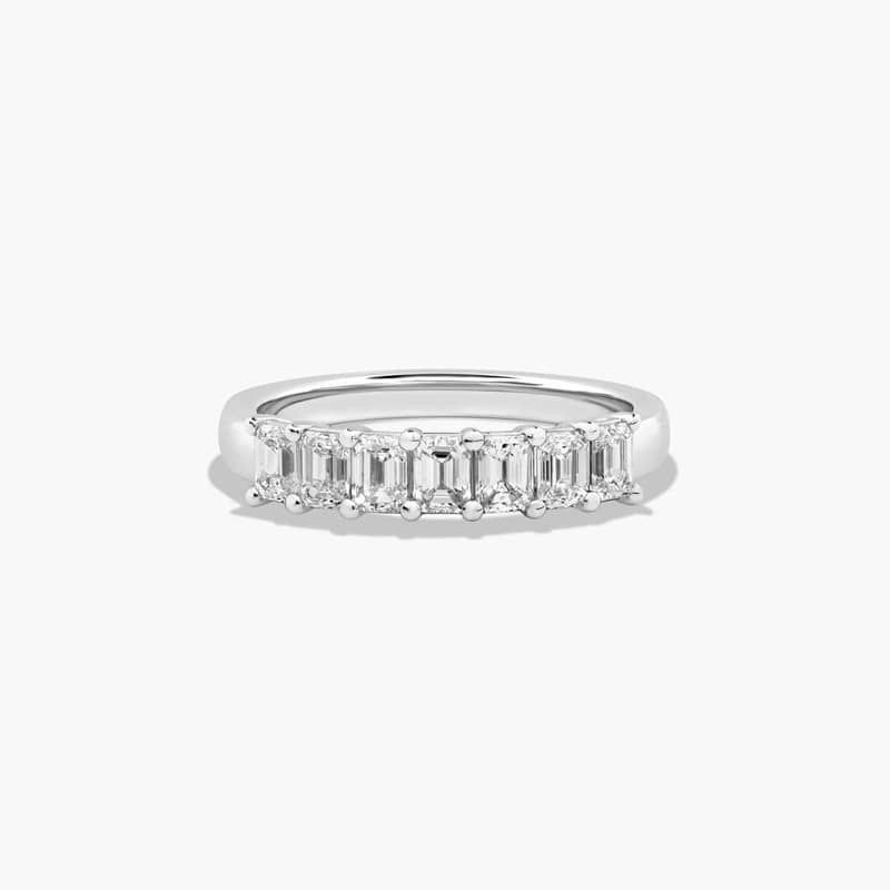 Seven Stone Anniversary Ring With 1 CTW Emerald Cut Lab-Grown Diamonds In 14K White Gold (2.00mm)
