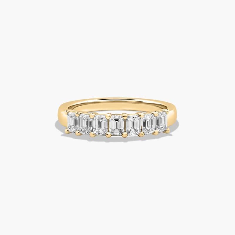 Seven Stone Anniversary Ring With 1 CTW Emerald Cut Lab-Grown Diamonds In 14K Yellow Gold (2.00mm)